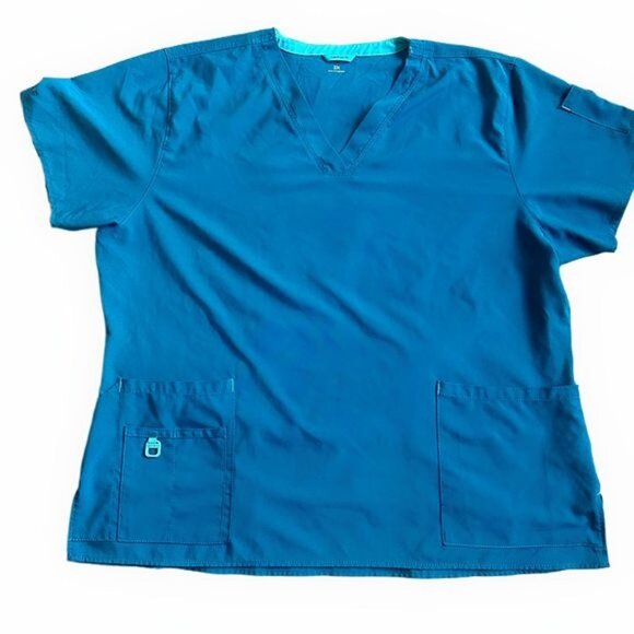 Carhartt Cross-Flex Womens Plus Size 3X Media Scrub Top in Caribbean - Picture 4 of 6